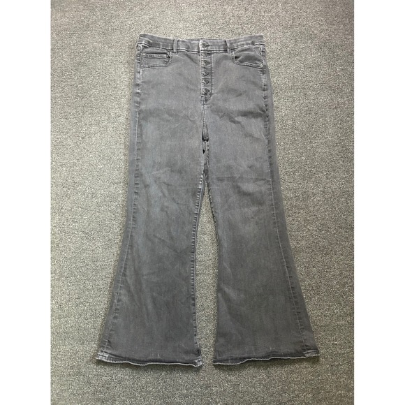 American Eagle Outfitters Denim - American Eagle Curvy Highest Rise Flare Jeans Gray Womens 18 Button Fly Boho